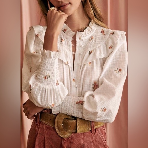 Sezane Tops - Sezane Donna Floral Embroidered Top Size L